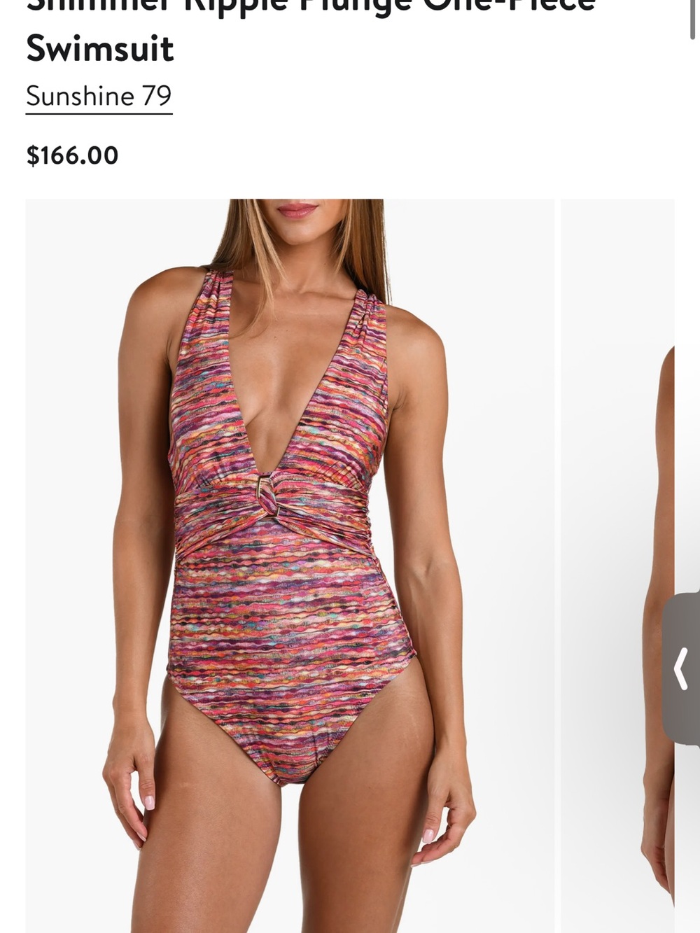 Sunshine 79 Shimmer Ripple Plunge One-Piece Swimsuit - Multi Pink